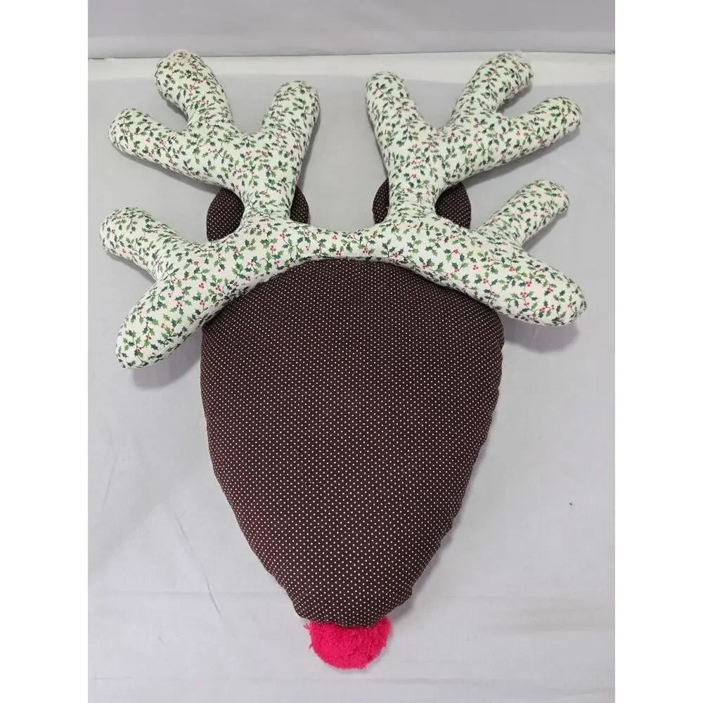 Handmade Rudolph Reindeer Christmas Plush Pillow Holiday Decoration